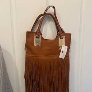 Big Buddha Tan Fringe Tote Bag